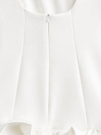 Women's Fashion White Short Frill Dress