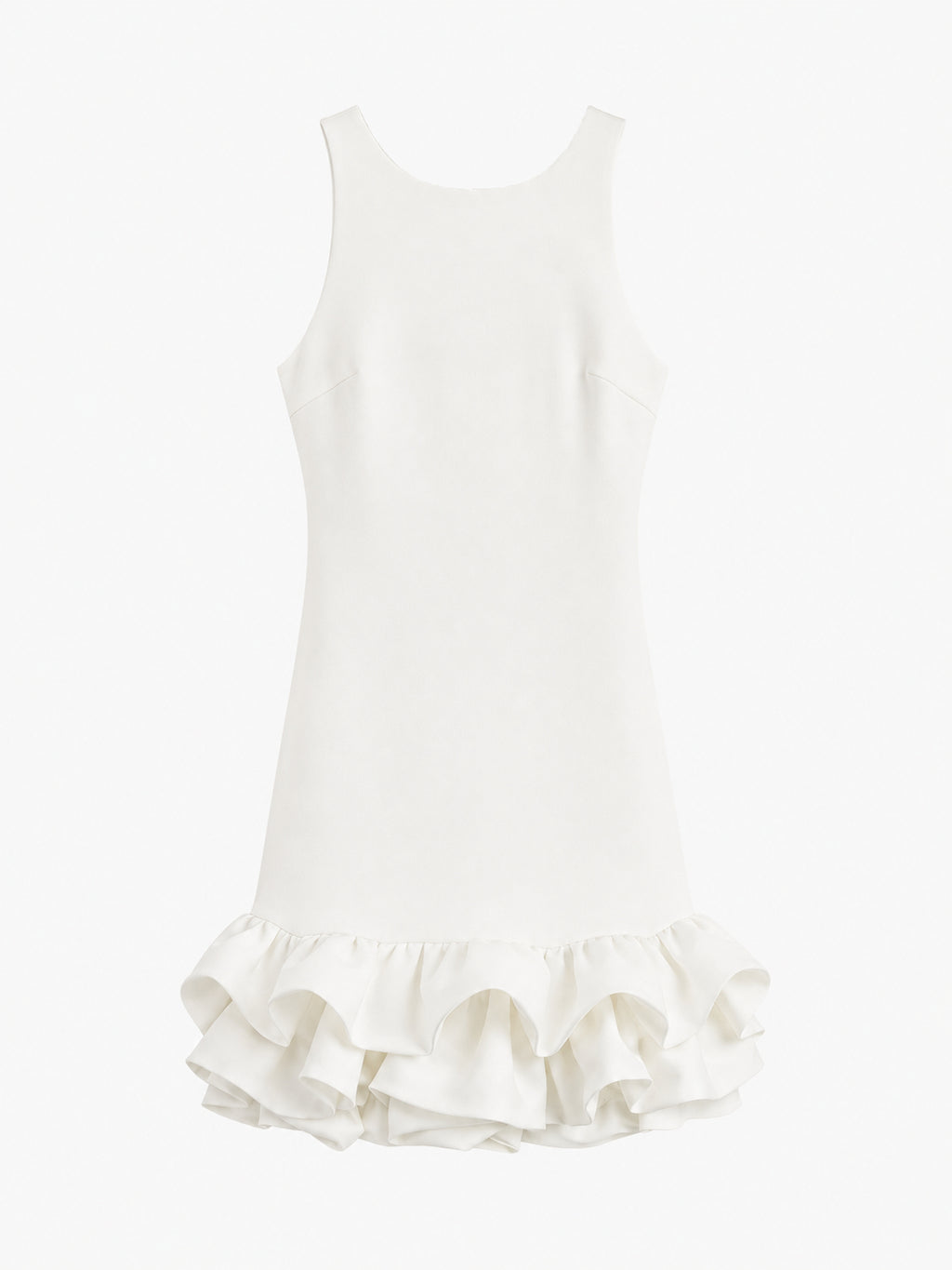 Women's Fashion White Short Frill Dress
