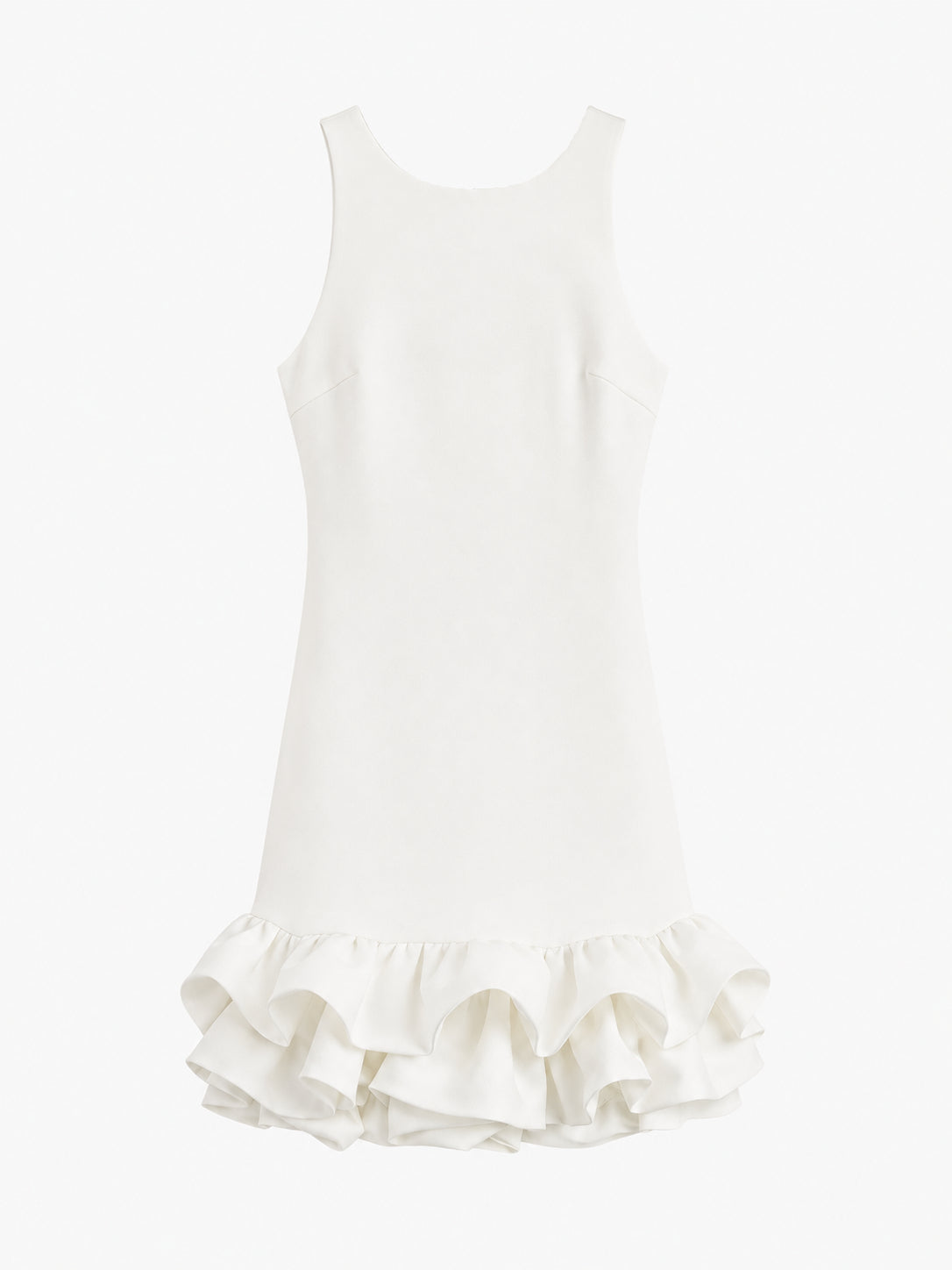 Women's Fashion White Short Frill Dress