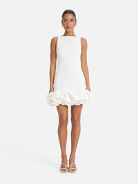 Women's Fashion White Short Frill Dress