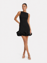 Women's Fashion White Short Frill Dress