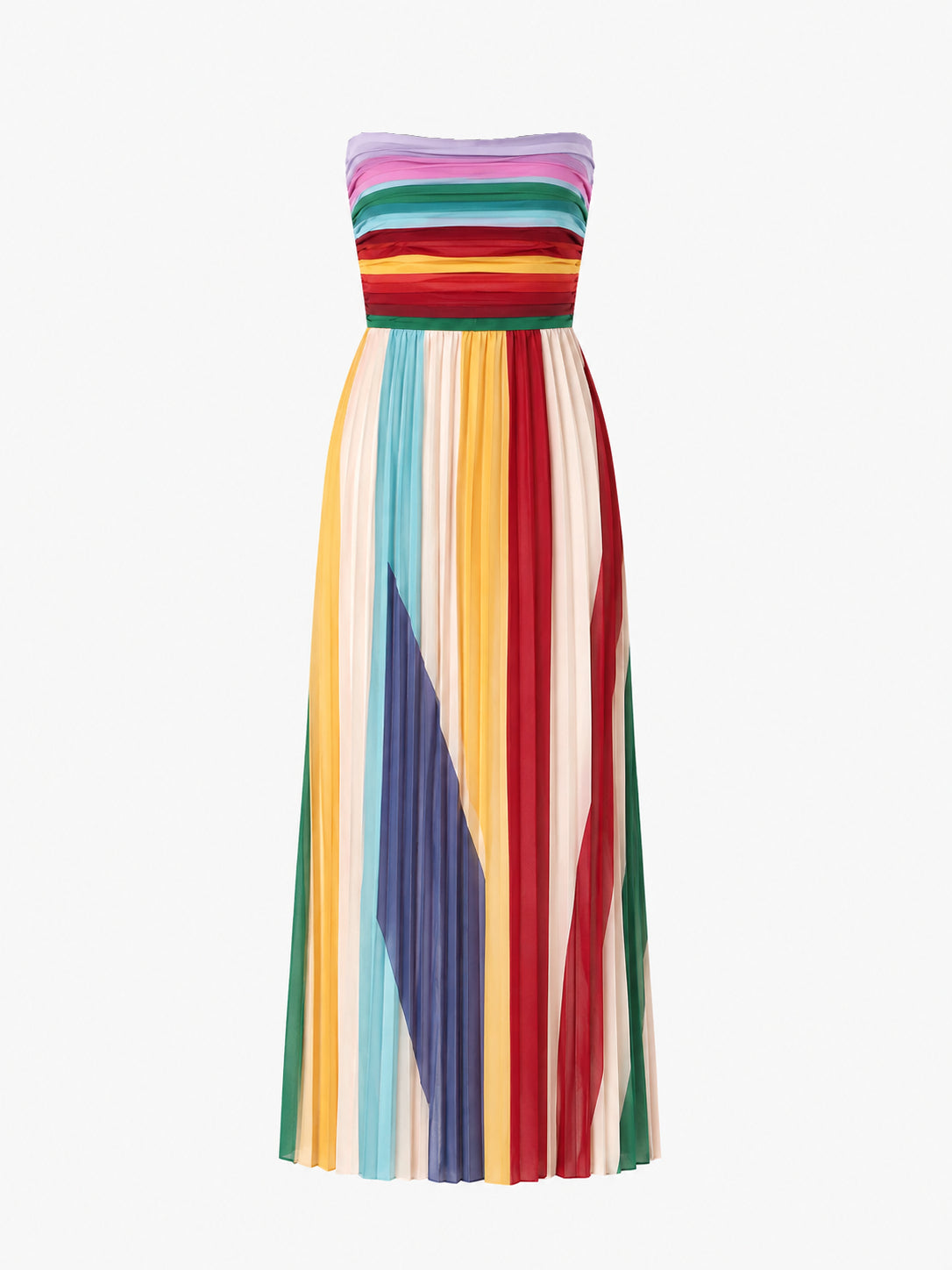 Women's Sexy Tube Top Backless Printed Color Swing Maxi Dress