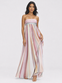 Women's Sexy Tube Top Backless Printed Color Swing Maxi Dress