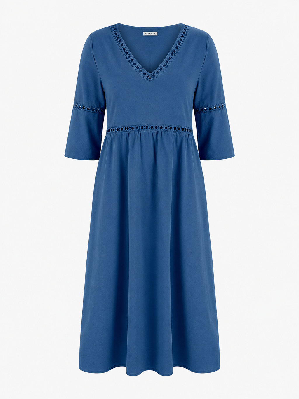 Elegant Casual V-Neck Solid Color Mid-Sleeve Womens Dress