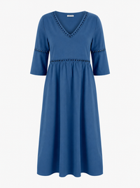 Elegant Casual V-Neck Solid Color Mid-Sleeve Womens Dress