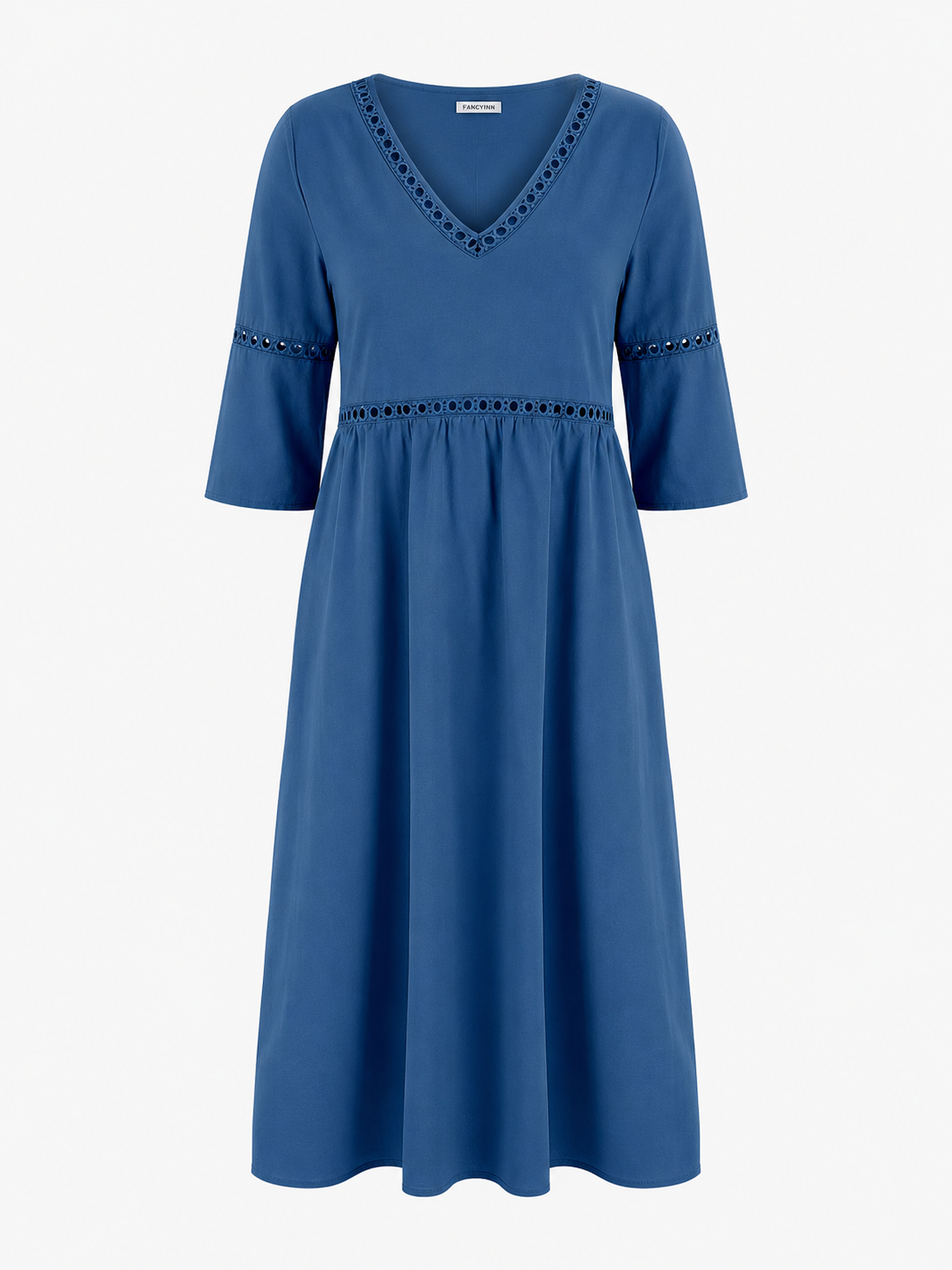 Elegant Casual V-Neck Solid Color Mid-Sleeve Womens Dress