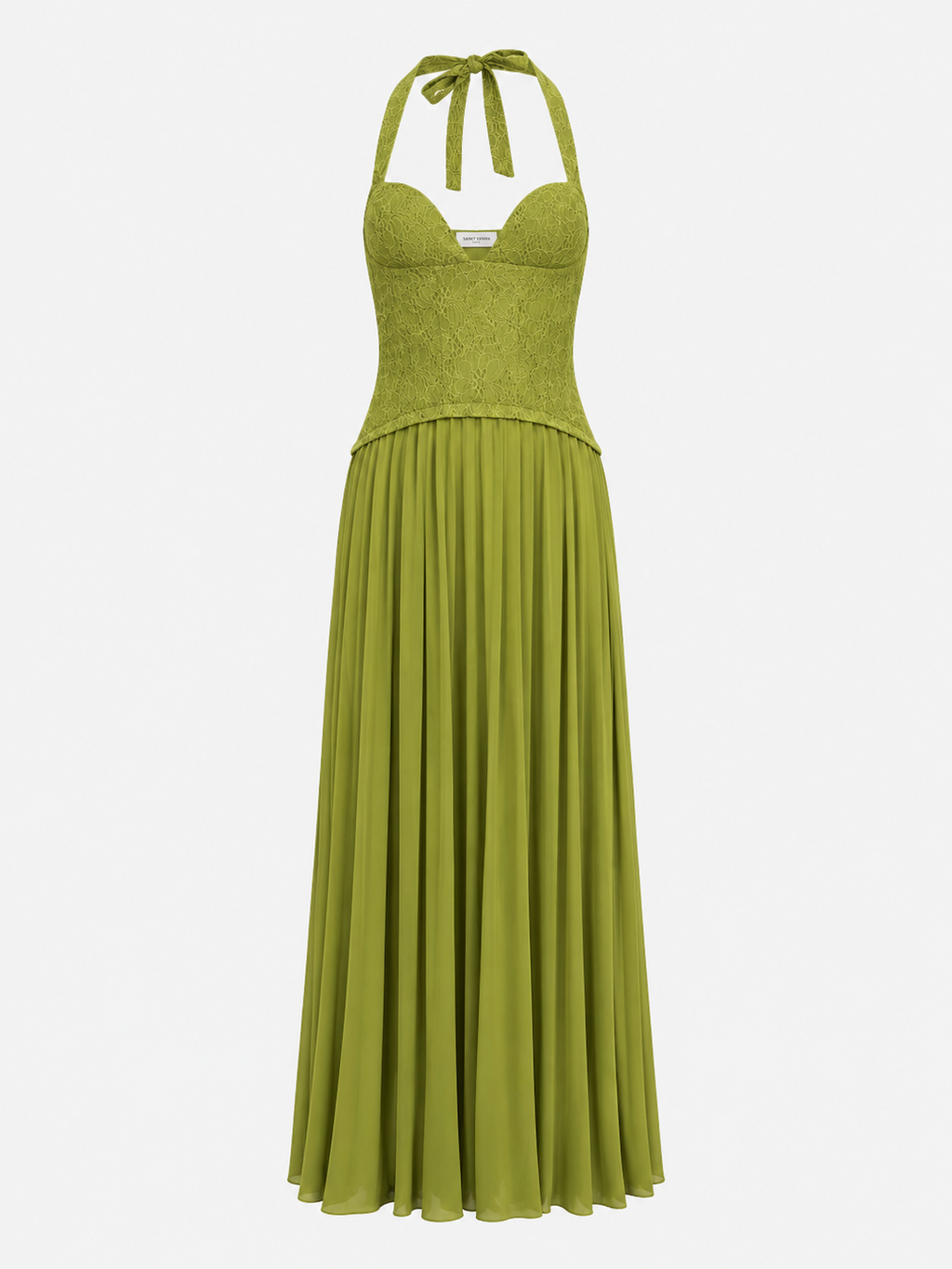 Womens Fashion Backless Halter-neck Low-cut Plunging Pleated Dress