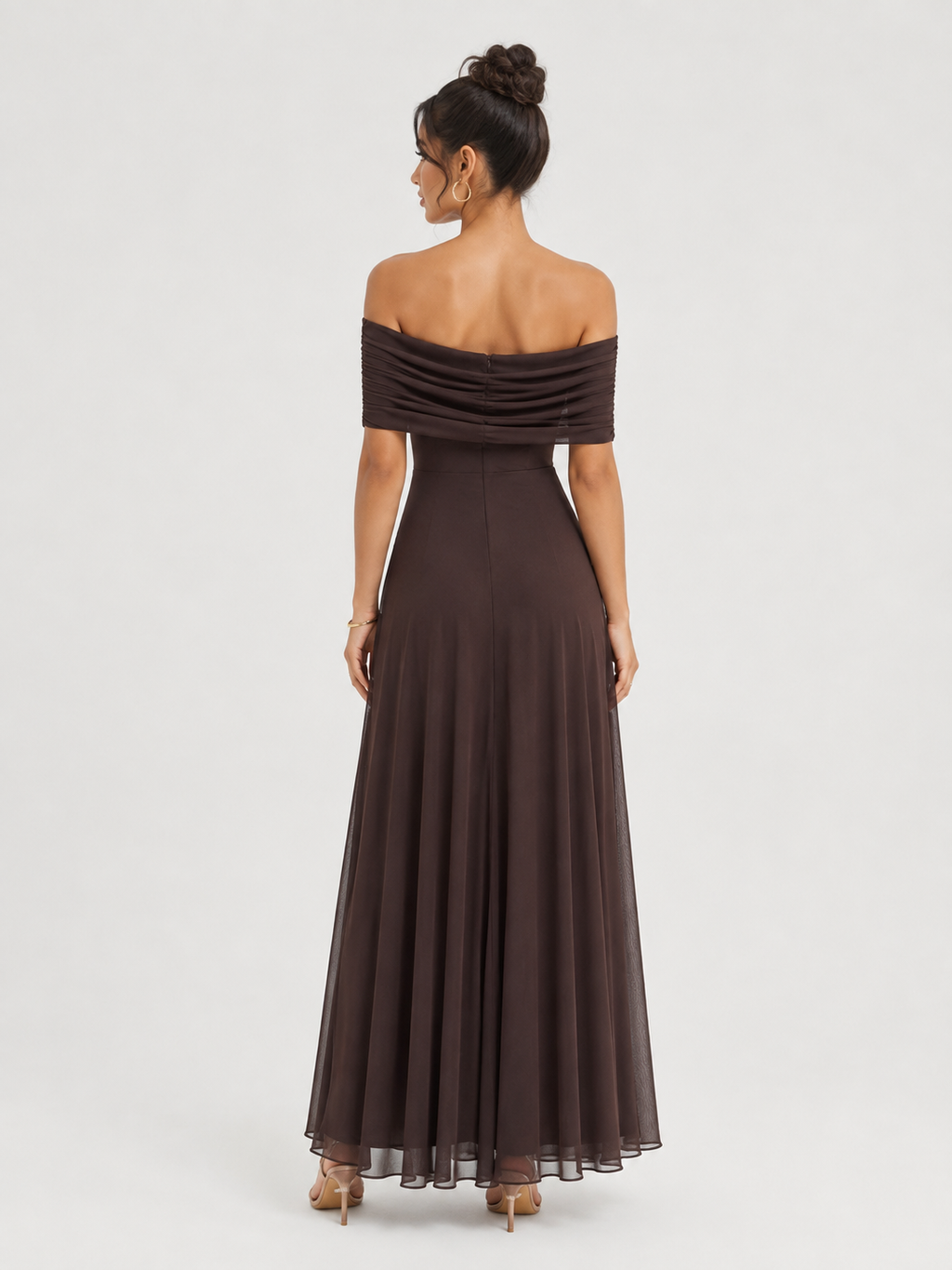 Women's Off-shoulder Sheer Maxi Dress
