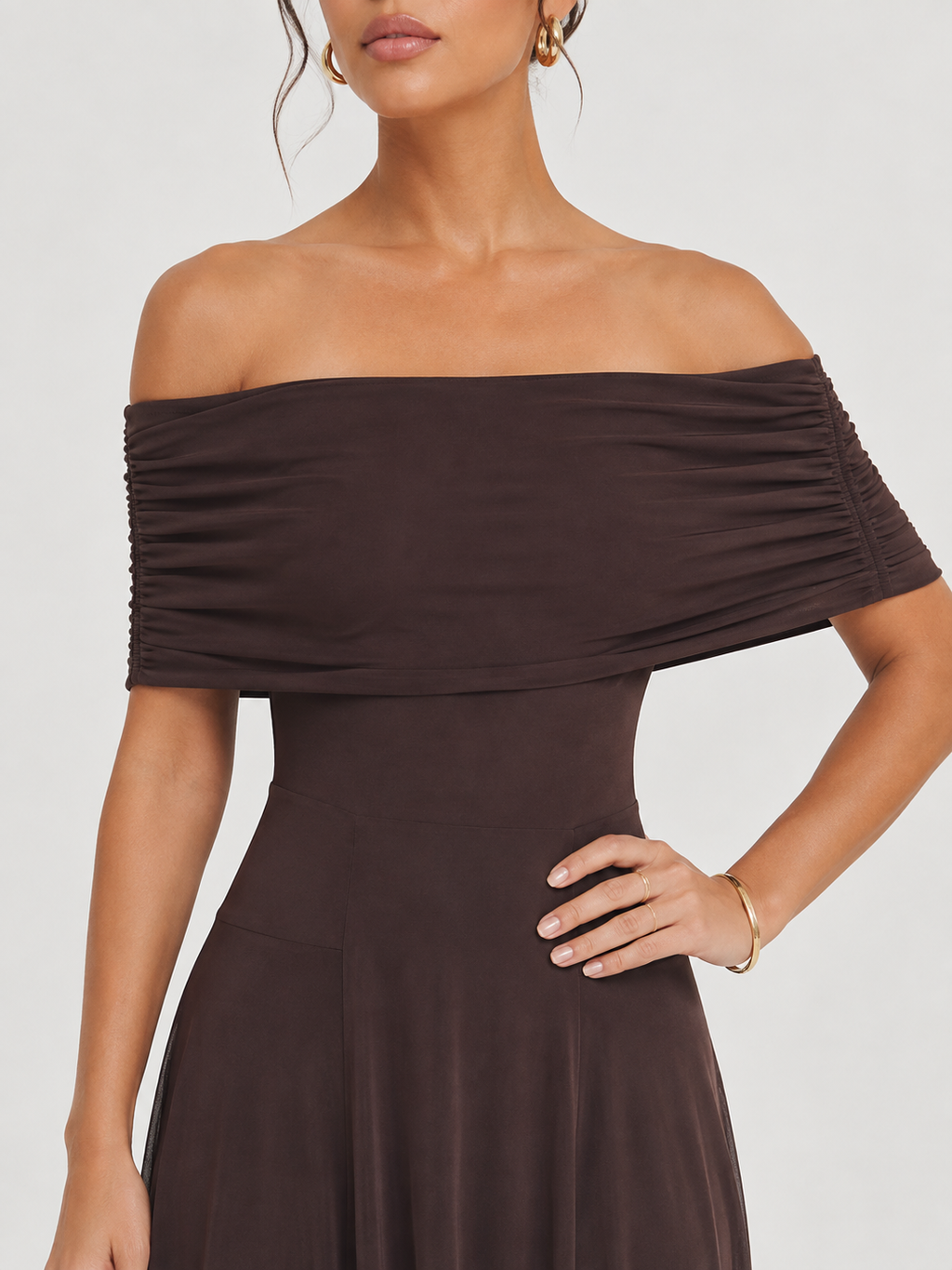 Women's Off-shoulder Sheer Maxi Dress