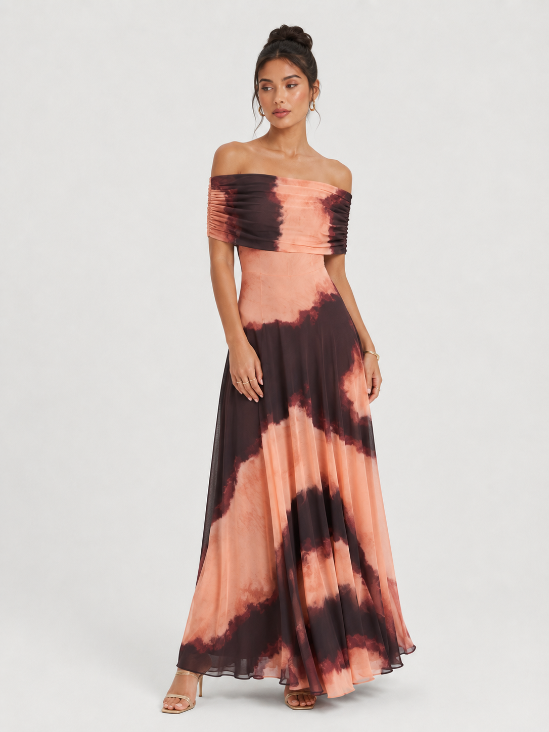 Women's Off-shoulder Sheer Maxi Dress