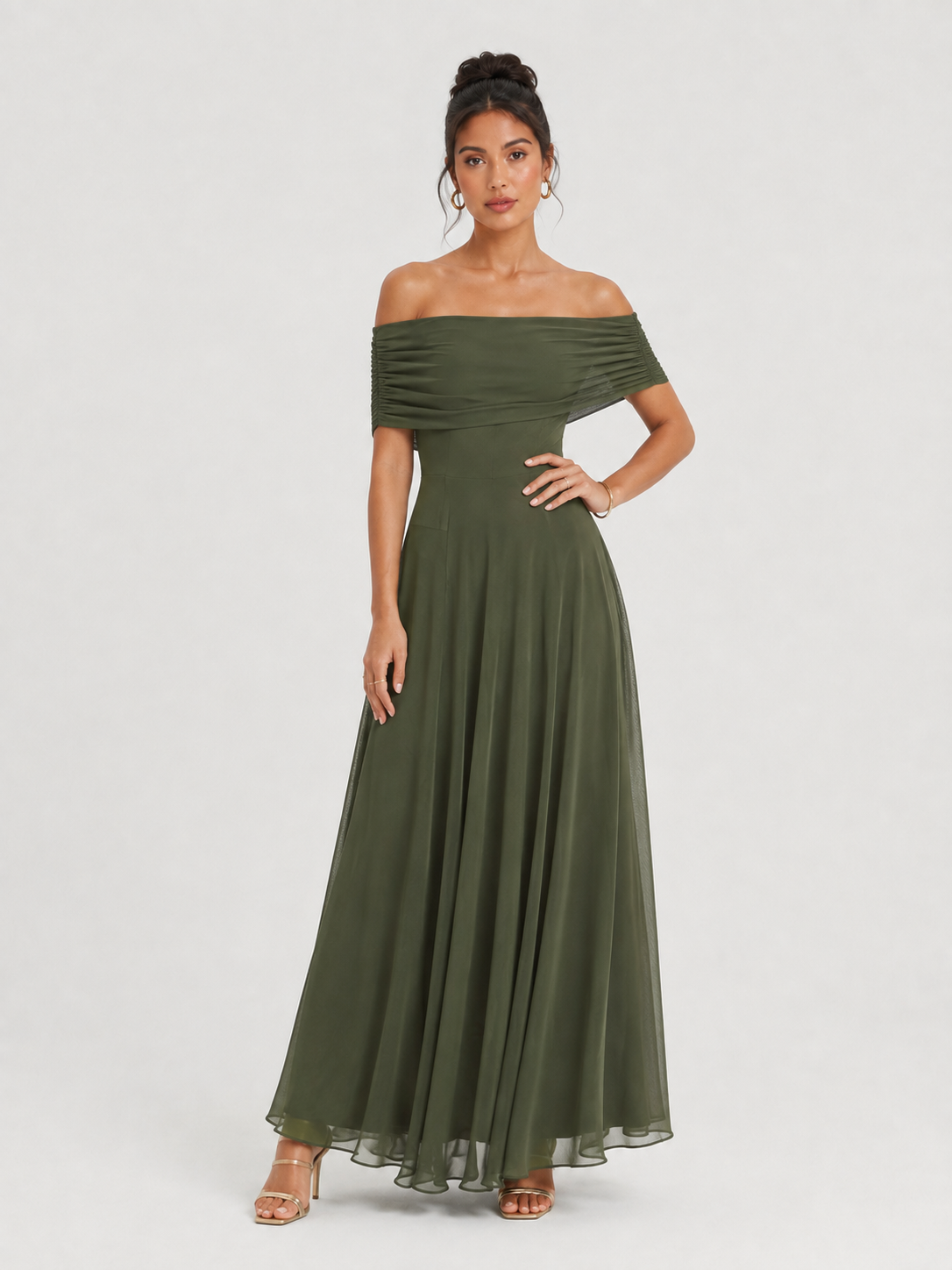 Women's Off-shoulder Sheer Maxi Dress