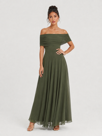 Women's Off-shoulder Sheer Maxi Dress