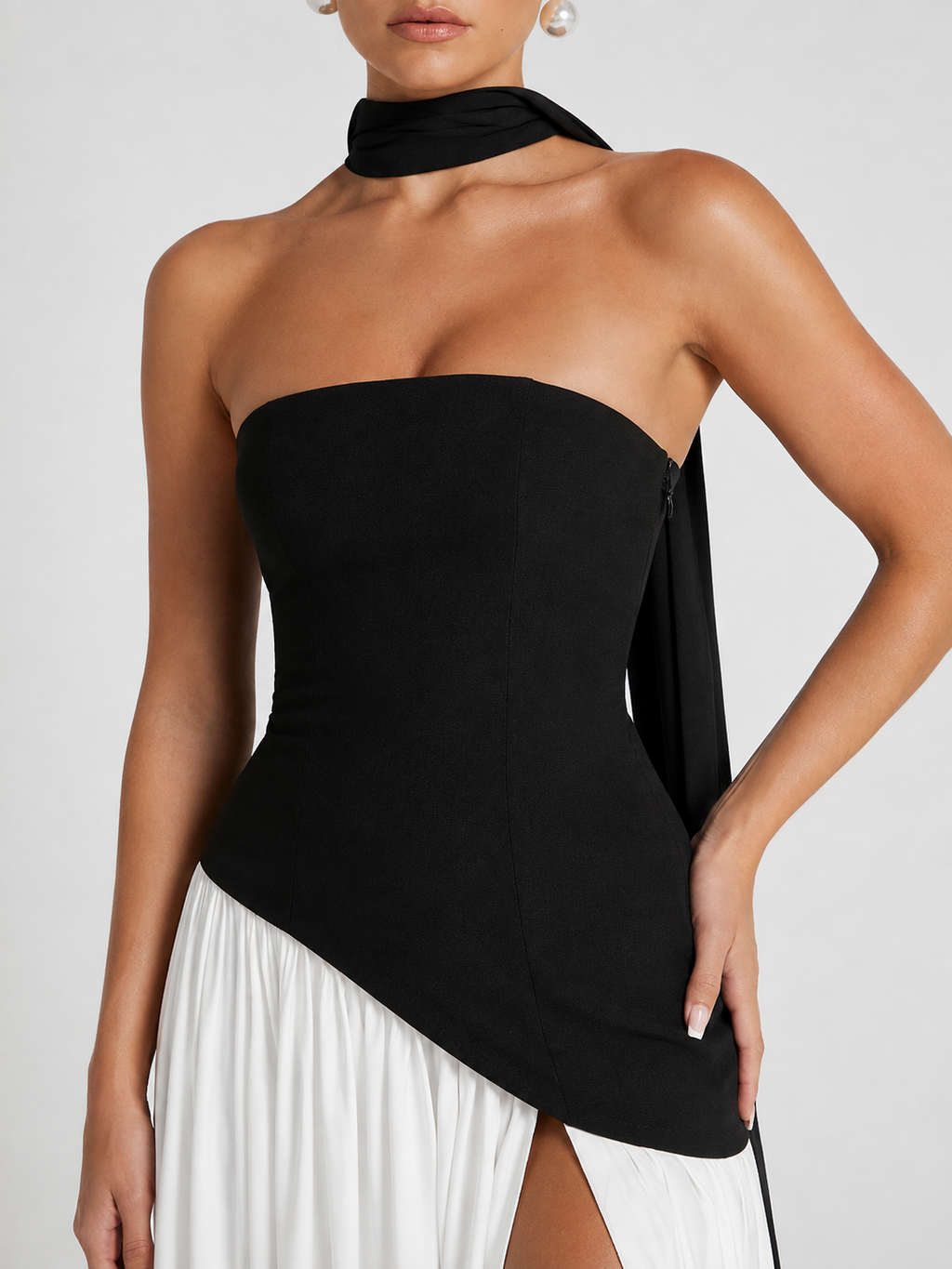 Irregular Tube Top Tied Dress Women