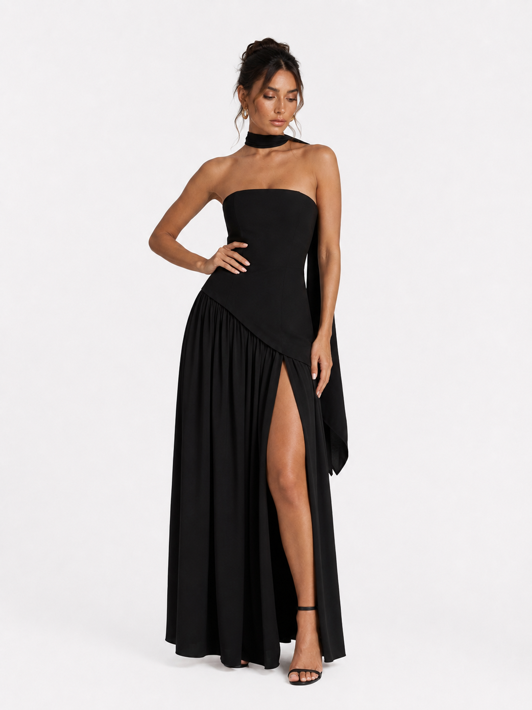 Irregular Tube Top Tied Dress Women