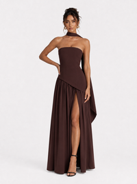 Irregular Tube Top Tied Dress Women