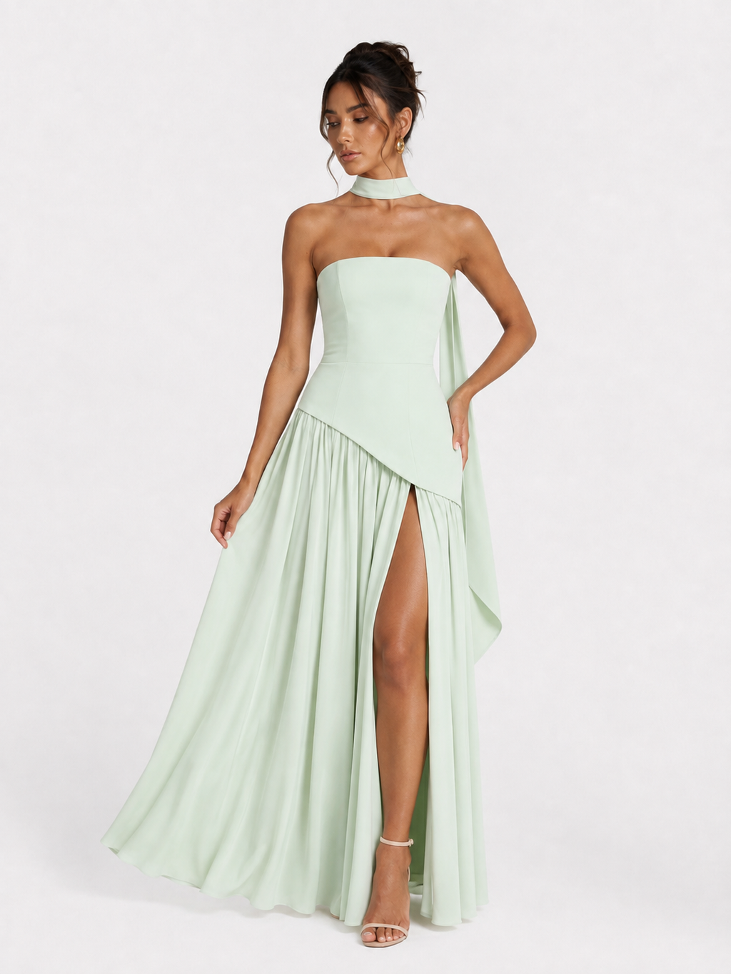 Irregular Tube Top Tied Dress Women