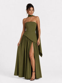 Irregular Tube Top Tied Dress Women