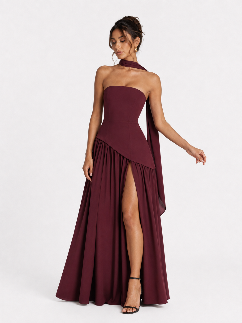 Irregular Tube Top Tied Dress Women
