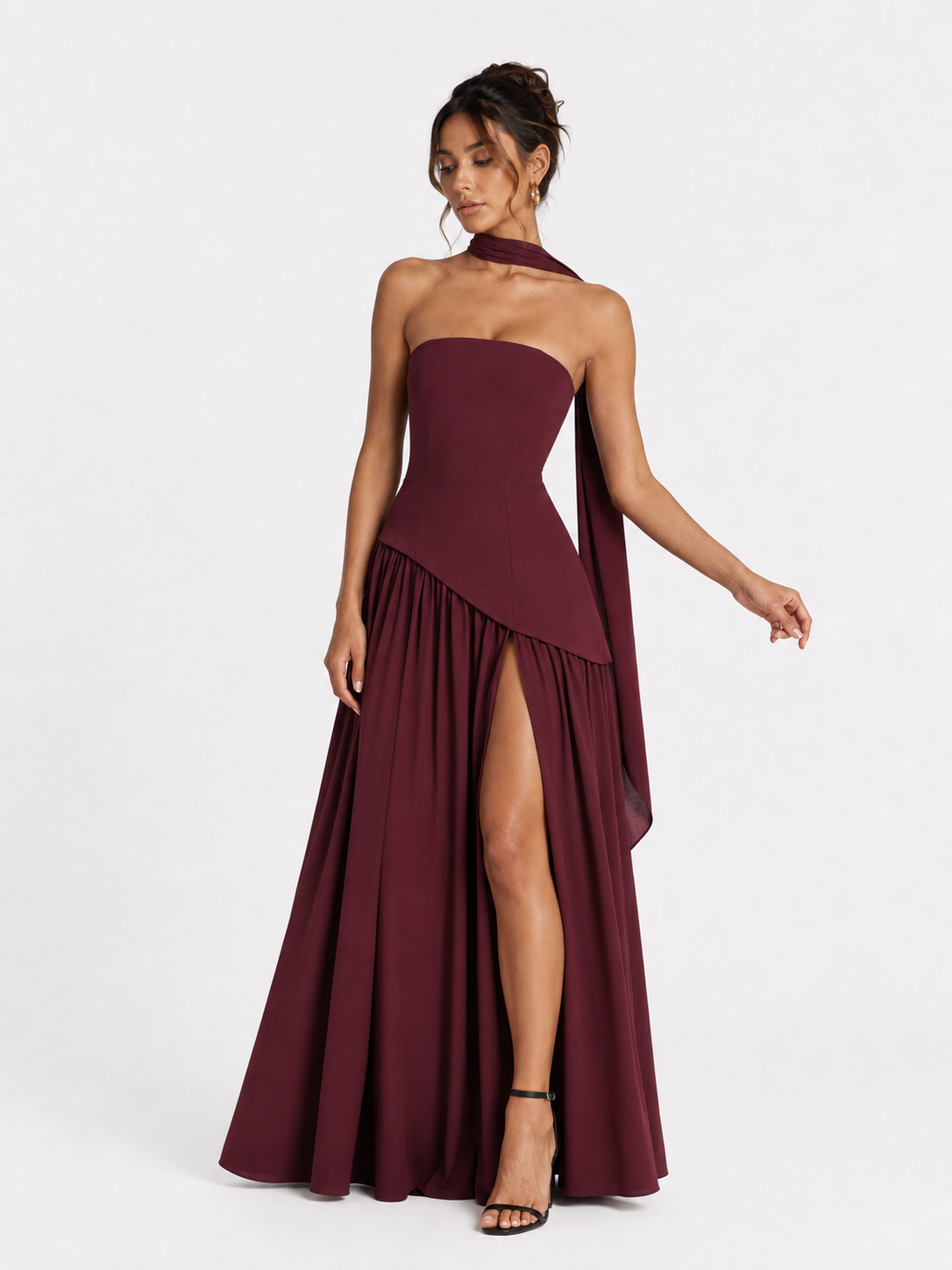 Irregular Tube Top Tied Dress Women