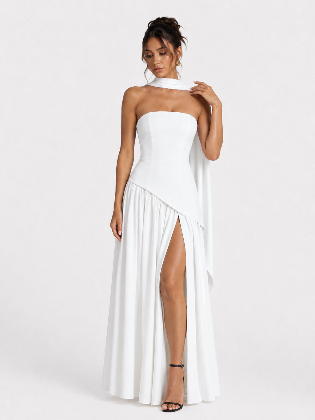 Irregular Tube Top Tied Dress Women
