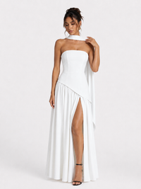 Irregular Tube Top Tied Dress Women
