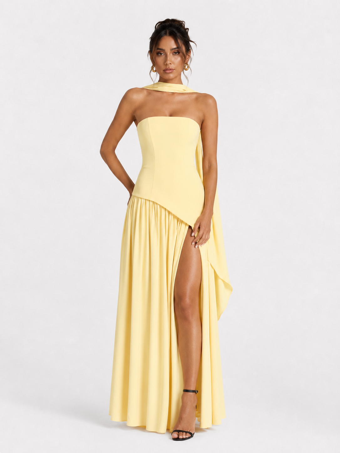 Irregular Tube Top Tied Dress Women