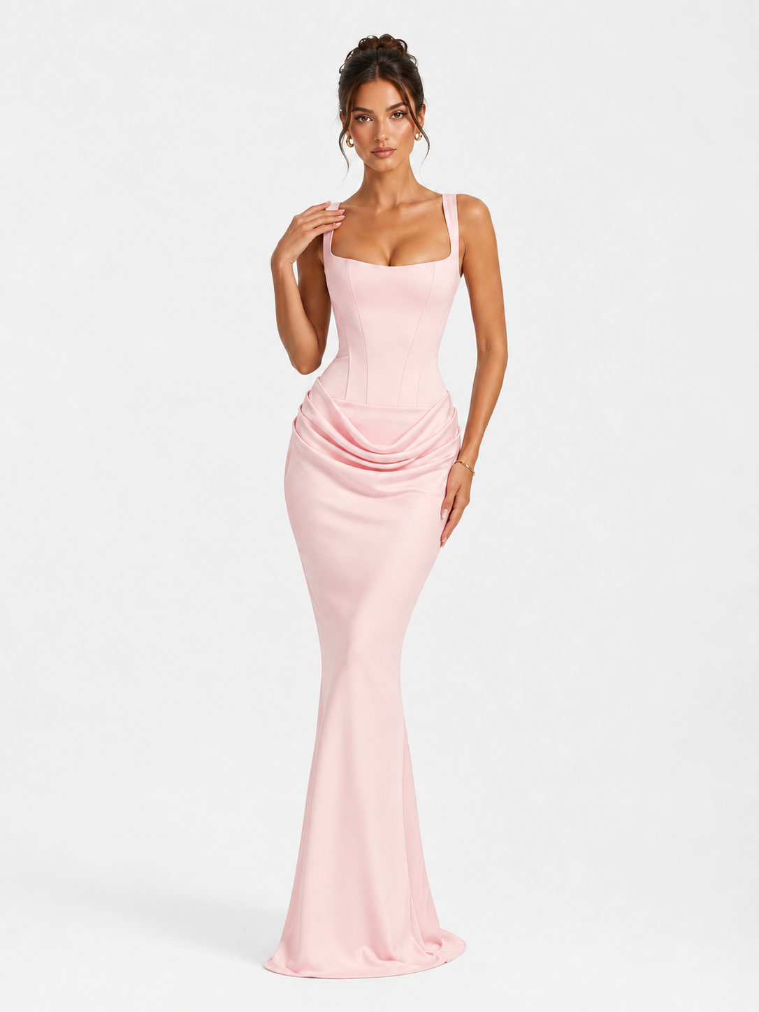 Women's Strapless Sleeveless Sheath Maxi Dress