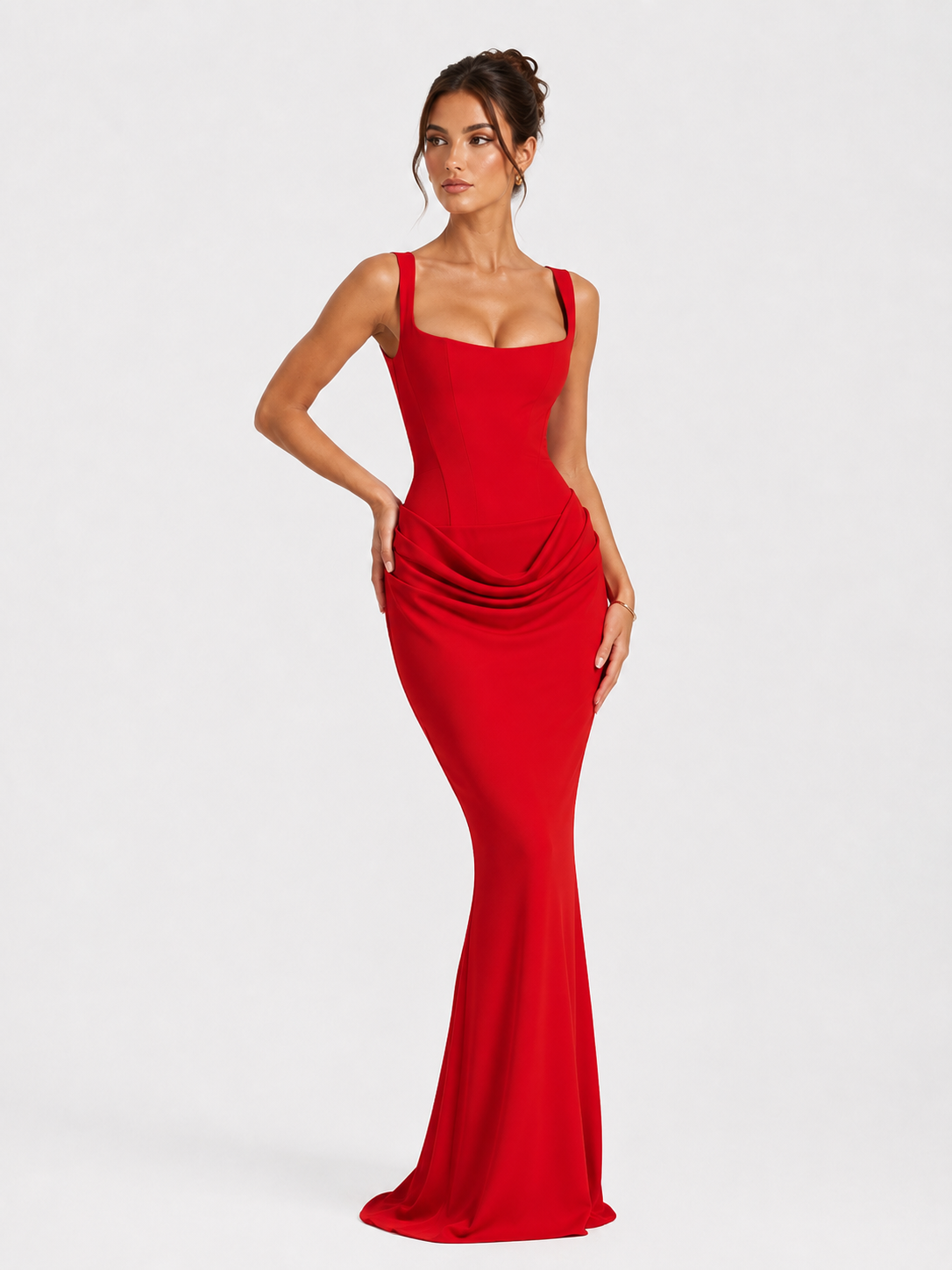 Women's Strapless Sleeveless Sheath Maxi Dress