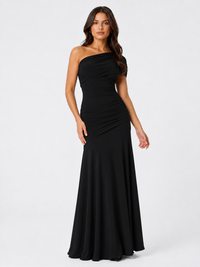 Womens Solid-Color Off-the-Shoulder Halter Backless Dress