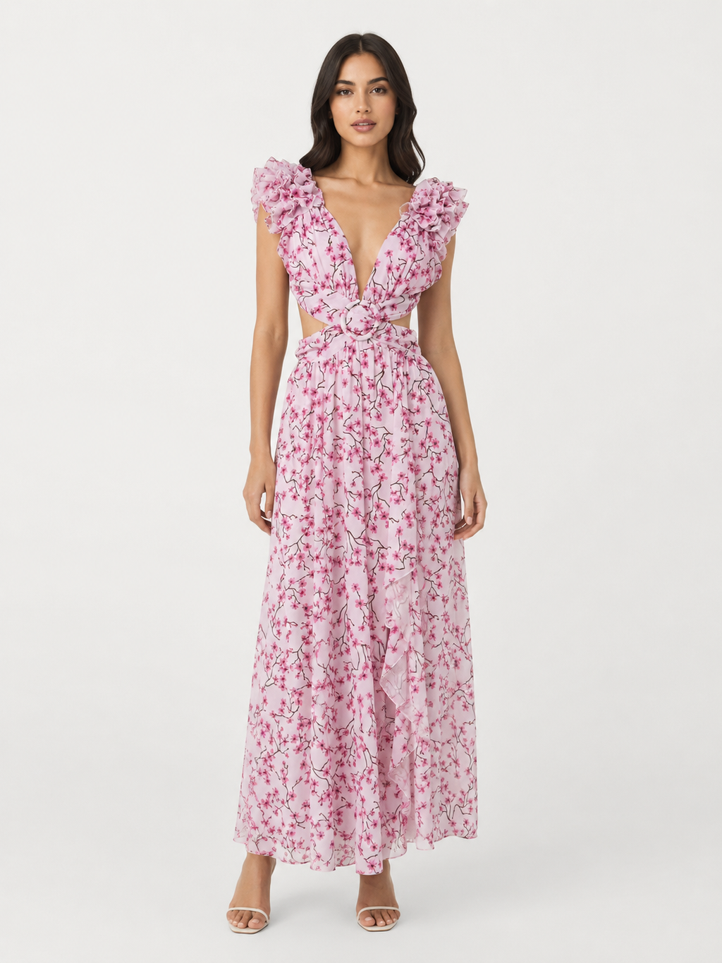 Autumn European And American Fashion Casual Home Floral Backless Dress Women