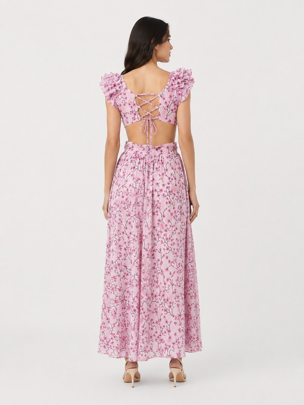 Autumn European And American Fashion Casual Home Floral Backless Dress Women