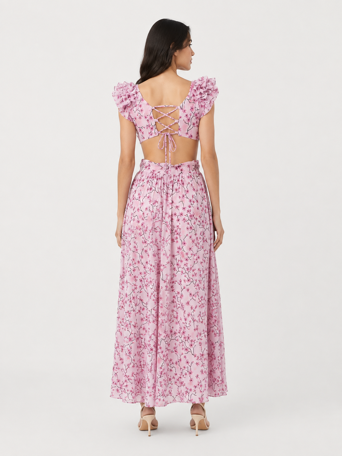 Autumn European And American Fashion Casual Home Floral Backless Dress Women