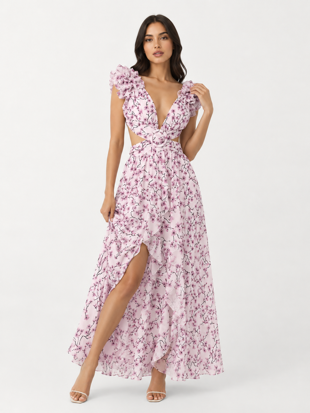 Autumn European And American Fashion Casual Home Floral Backless Dress Women