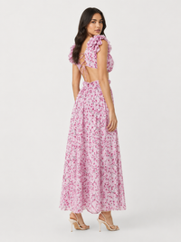 Autumn European And American Fashion Casual Home Floral Backless Dress Women