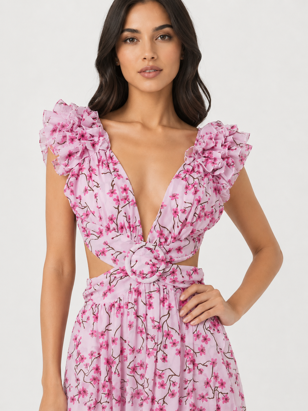 Autumn European And American Fashion Casual Home Floral Backless Dress Women
