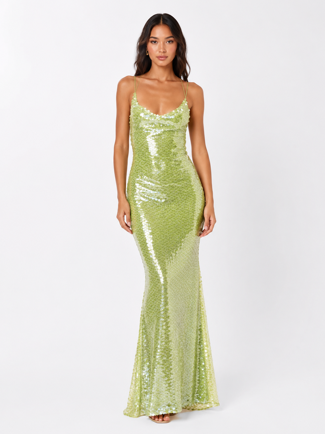Sling Slim-fit Sequined Backless Long Dress Skirt Sexy Pure Desire