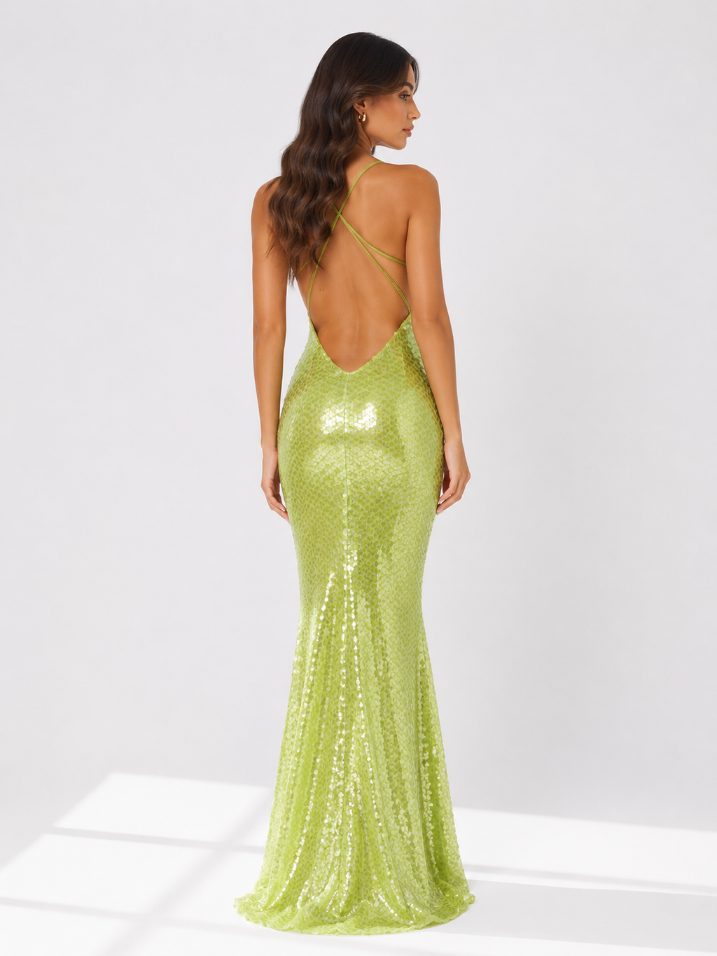 Sling Slim-fit Sequined Backless Long Dress Skirt Sexy Pure Desire