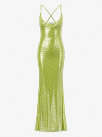 Sling Slim-fit Sequined Backless Long Dress Skirt Sexy Pure Desire
