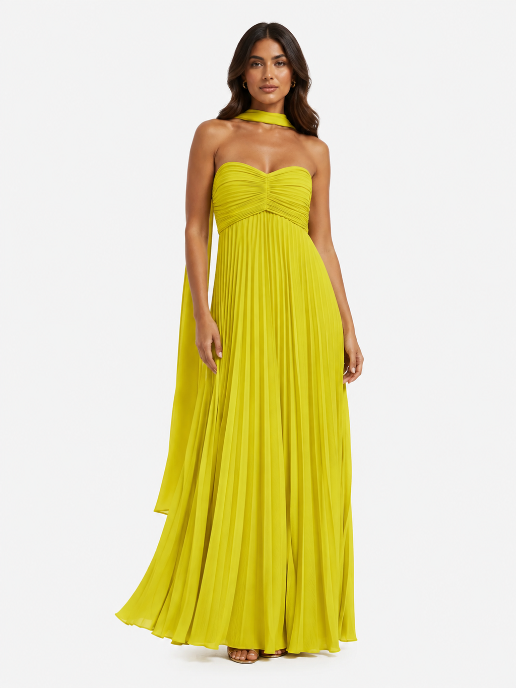 European And American Women's Clothing Pure Color Tube-top Pleated Dress Sleeveless