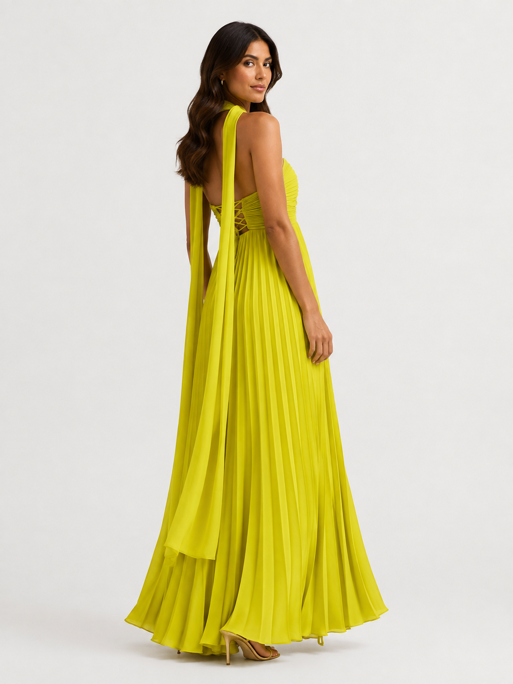 European And American Women's Clothing Pure Color Tube-top Pleated Dress Sleeveless
