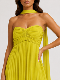 European And American Women's Clothing Pure Color Tube-top Pleated Dress Sleeveless