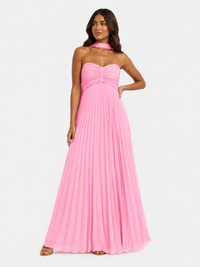 European And American Women's Clothing Pure Color Tube-top Pleated Dress Sleeveless
