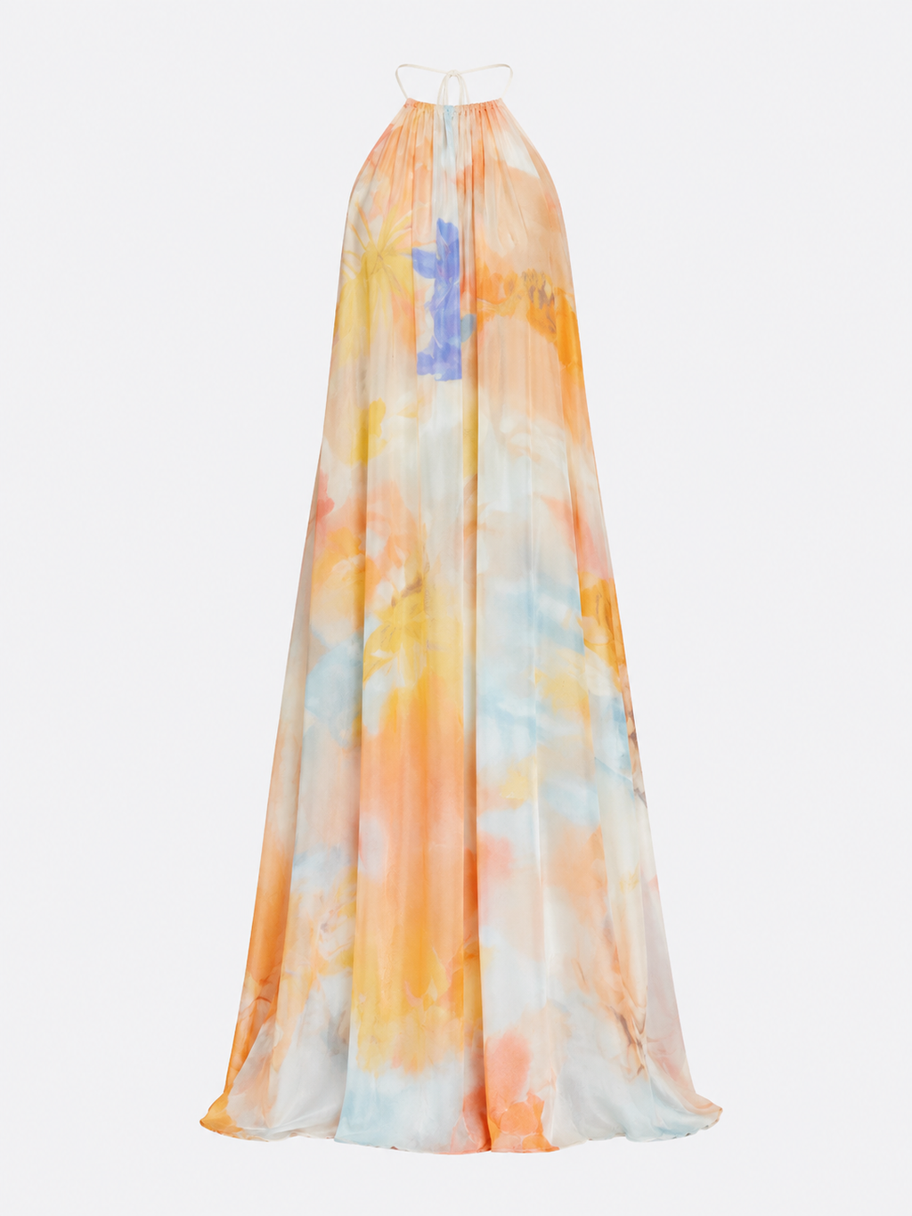 Printed, Loose-Fitting Halterneck Backless Resort Dress