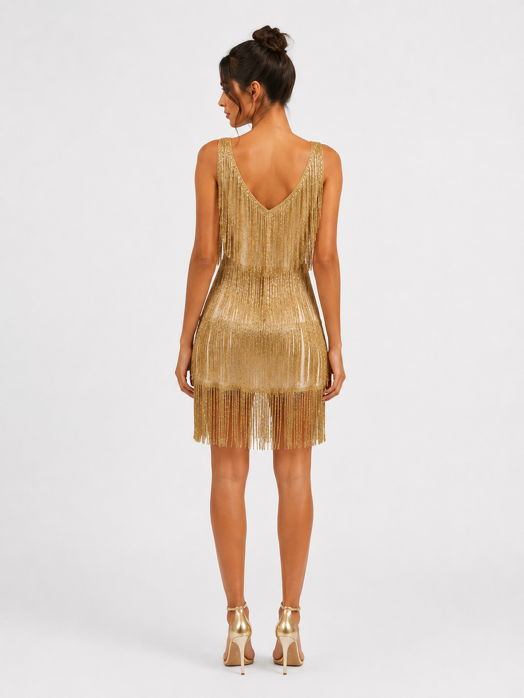 Tassel  Elegant Deep V Camisole Gown Dress For Women
