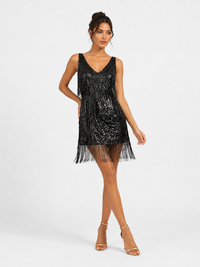 Tassel  Elegant Deep V Camisole Gown Dress For Women
