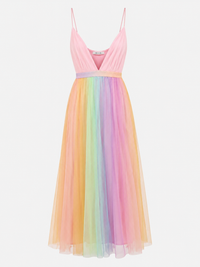 Rainbow Mesh SDress For Women Sling Spaghetti Strap Dress