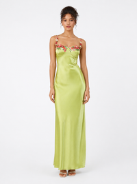 Women's Embroidered Lace Satin Dress Vintage