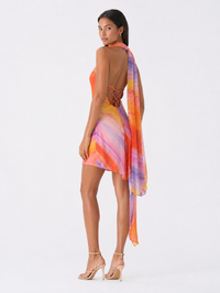 European And American Style Women's French Gradient Color Asymmetric Halter Slim Fit Backless Jumpsuit Skirt