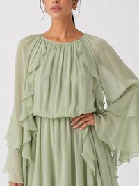 Women's Gentle Chiffon Laminated Ruffled Dress