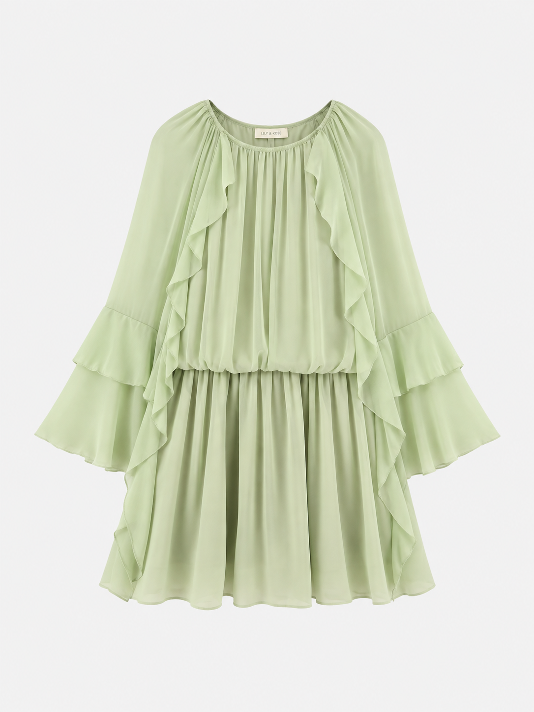 Women's Gentle Chiffon Laminated Ruffled Dress